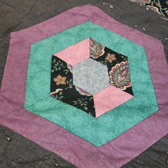 Handmade Quilt Unique Patchwork Design Colorful Bedding To Be Finished - Picture 3 of 11